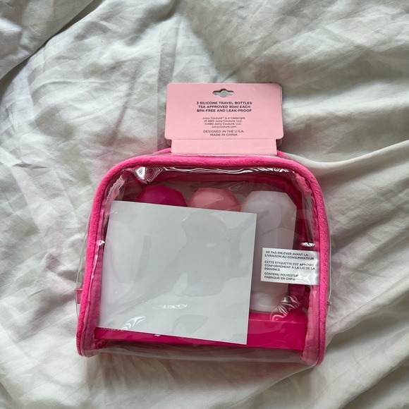 Juicy couture 3 silicone bottle travel cosmetic clear bag NWT - Picture 2 of 5